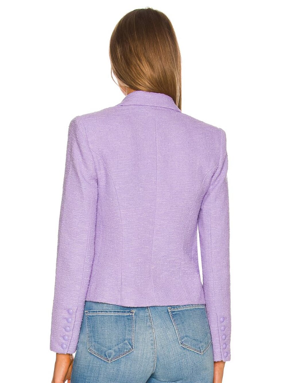 L'AGENCE Brooke Open-Front Tweed Blazer Wisteria Purple Size 2 - Picture 6 of 11